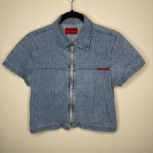 Vintage Ki-Ko-Mo Jeans Zip Up Crop Shirt